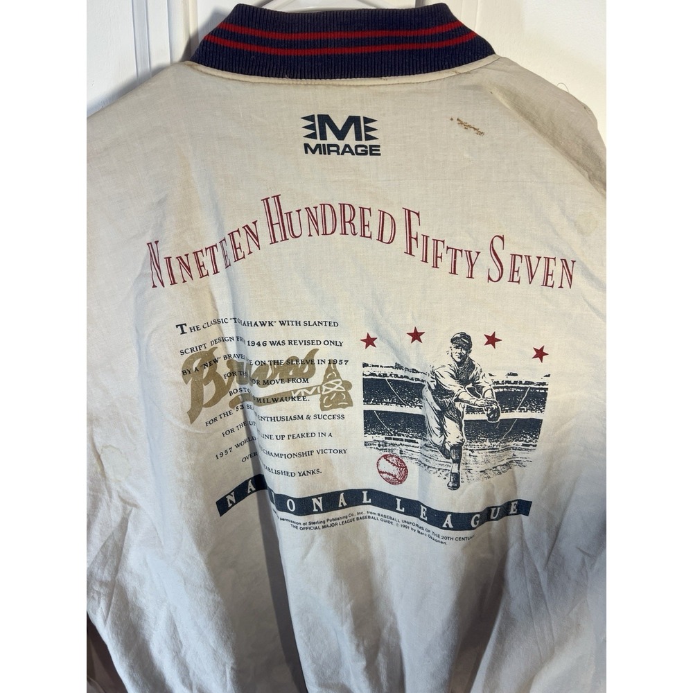Vintage 90s Mirage Atlanta Braves Cooperstown Reversible Bomber Jacket MLB XL - Picture 10 of 11